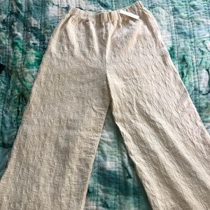 NEW Black Crane Cotton Jacquard Cotton Pants